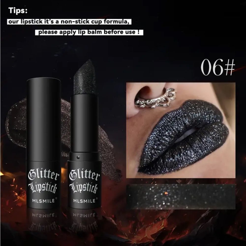 Black Glitter Lipstick